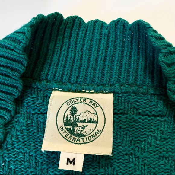 VINTAGE 80’S COLTER BAY INTERNATIONAL GREEN CARDIGAN SWEATER - Picture 8 of 15